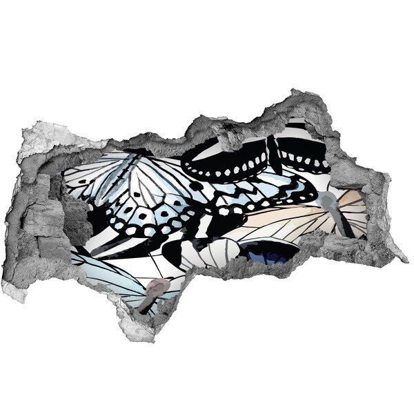 Diera 3D foto tapeta nálepka Motýle v farebnej kompozícii