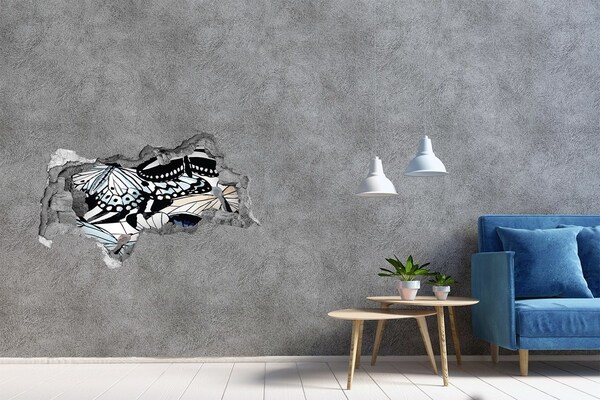 Diera 3D foto tapeta nálepka Motýle v farebnej kompozícii