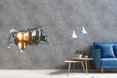 Fototapeta diera na stenu 3D Moderné mesto pri vode