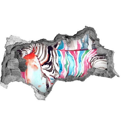 Samolepiaca diera múr 3D Farebné zebra