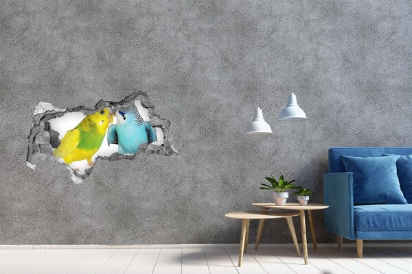 Diera 3D fototapeta nálepka Papagáje v diere v stene