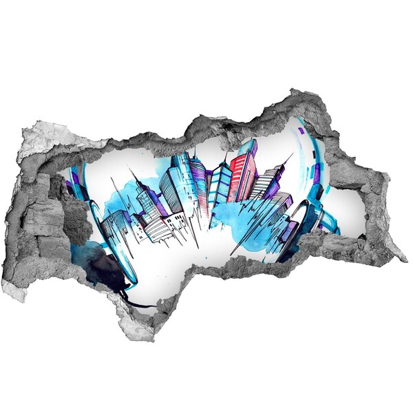 Samolepiace diera 3D nálepka Moderné mesto v ruinách