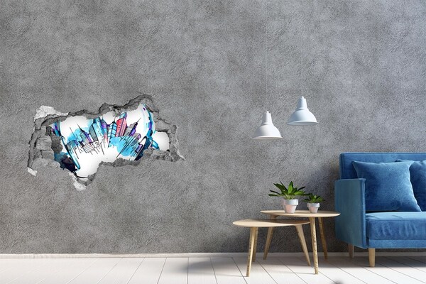 Samolepiace diera 3D nálepka Moderné mesto v ruinách