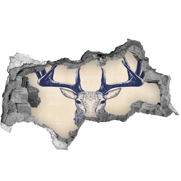 Diera 3D fototapeta na stenu Pohybujúci sa jeleň v diere v stene