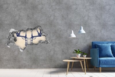 Diera 3D fototapeta na stenu Pohybujúci sa jeleň v diere v stene