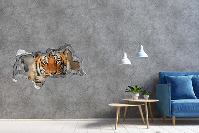 Diera 3D foto tapeta nálepka Tiger v diere v stene