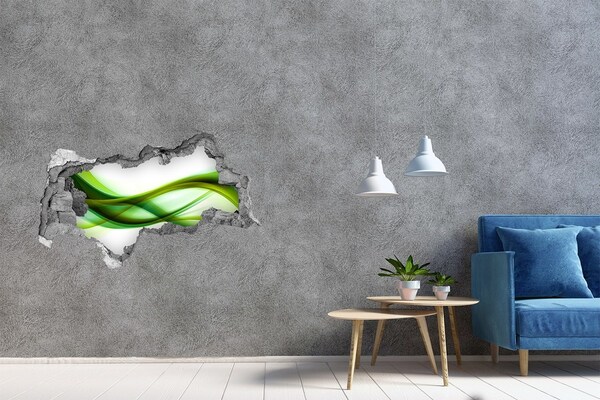 Samolepiaca diera múr 3D Zelená vlna v diere v stene