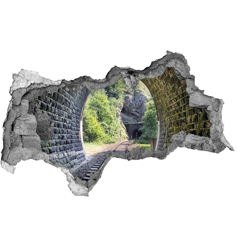 Fototapeta diera na stenu 3D Železničný tunel