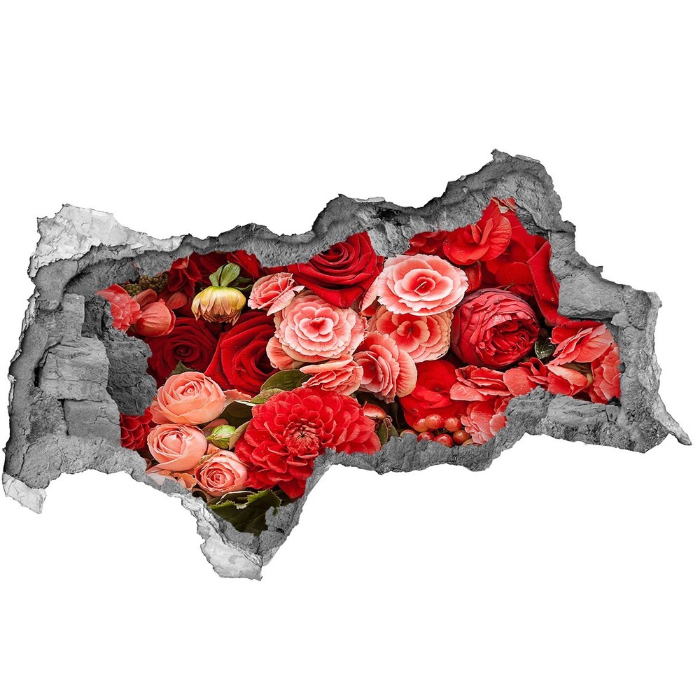 Samolepiaca diera na stenu Červené kvety