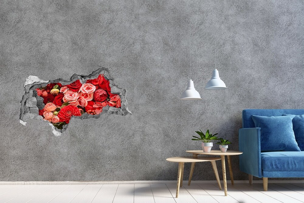 Samolepiaca diera na stenu Červené kvety