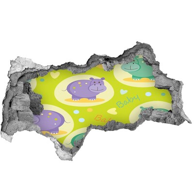 Diera 3D foto tapeta nálepka Hrochy v farebnom prostredí