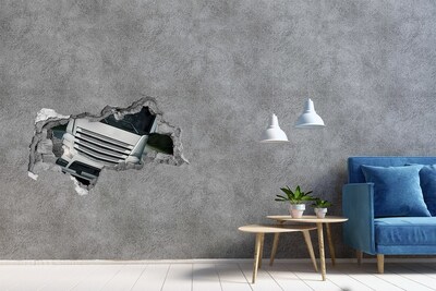 Fototapeta diera na stenu Zrúcaná stena s nákladným autom