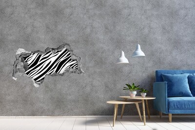 Samolepiaca diera múr 3D Zebra pozadia