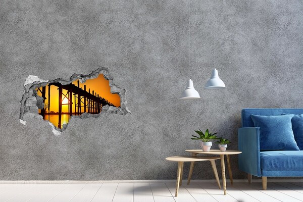 Fototapeta diera na stenu 3D Západ slnka nad mólom