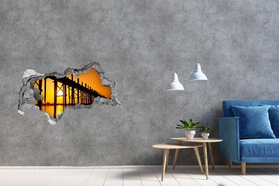 Fototapeta diera na stenu 3D Západ slnka nad mólom
