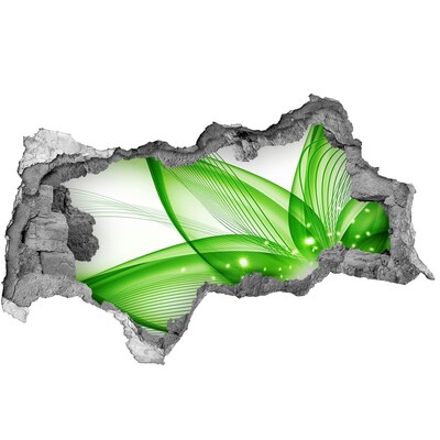 Samolepiaca diera múr 3D Zelená vlna svetla