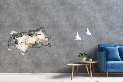 Diera 3D foto tapeta nálepka Motýle v zničenej stene