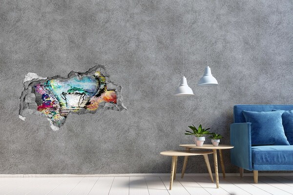 Samolepiaca diera na stenu nálepka Poškodená stena s lampou