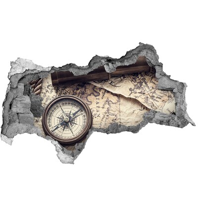 Samolepiaca diera na stenu Kompas map lupou