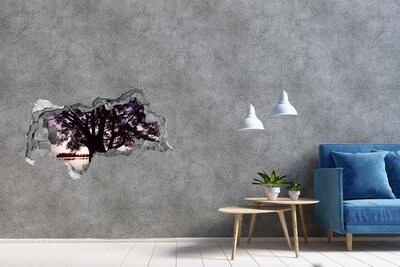 Samolepiaca diera na stenu Západ slnka za stromom