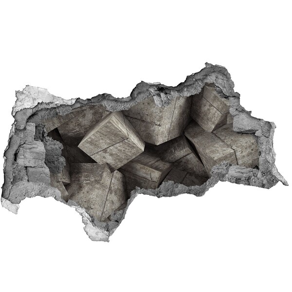 Samolepiaca diera na stenu Poškodená stena s výhľadom na betónový priestor