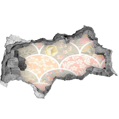 Nálepka diera na stenu Kvetinový vzor za poškodenou stenou