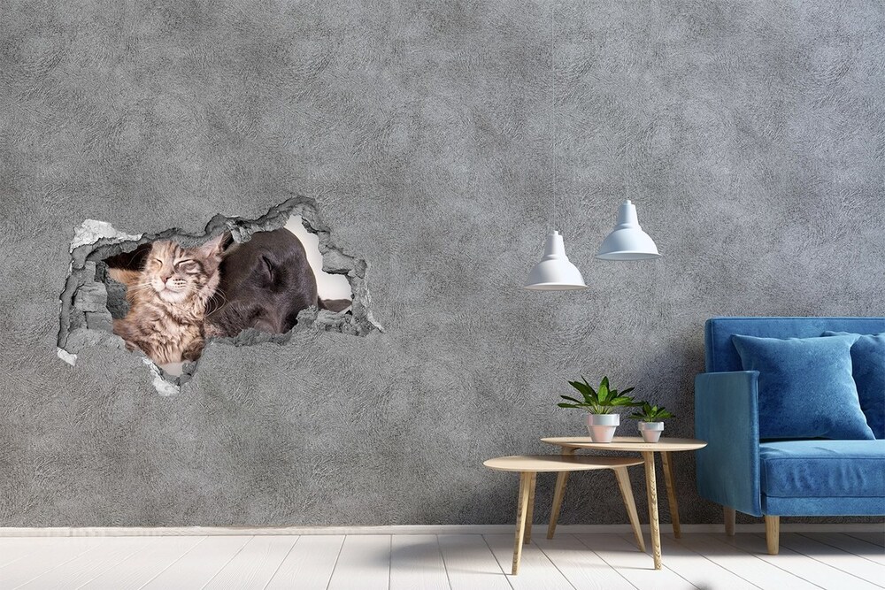 Diera 3D foto tapeta nálepka Mačky a psy