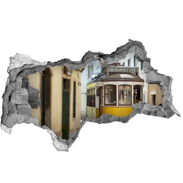 Samolepiaca nálepka Žltá električka v úzkej ulici