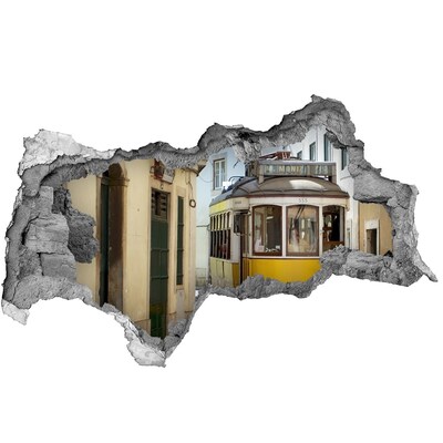 Samolepiaca nálepka Žltá električka v úzkej ulici