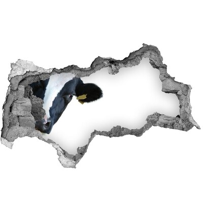 Nálepka fototapeta 3D výhľad Krava v diere v stene