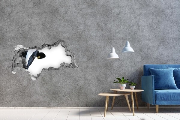 Nálepka fototapeta 3D výhľad Krava v diere v stene