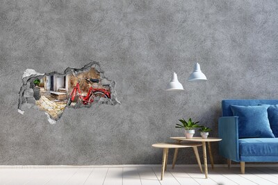 Diera 3D foto tapeta nálepka Červený bicykel na pôvabnej ulici