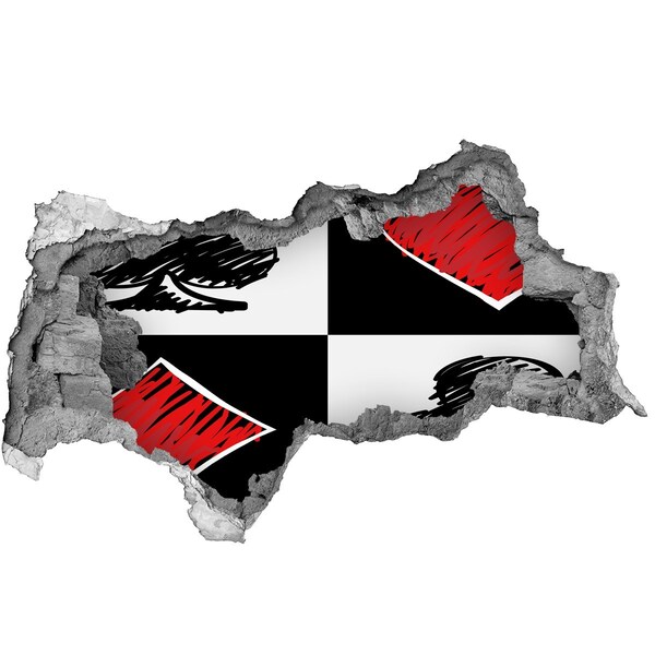 Fototapeta diera na stenu Rozbitá stena s červenými akcentmi