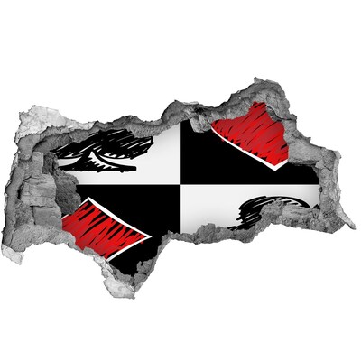 Fototapeta diera na stenu Rozbitá stena s červenými akcentmi