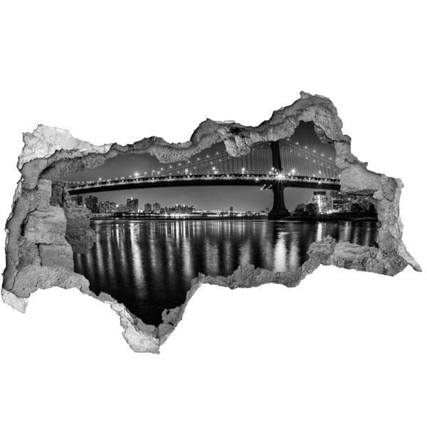 Fotoobraz diera na stenu Manhattanský most v noci