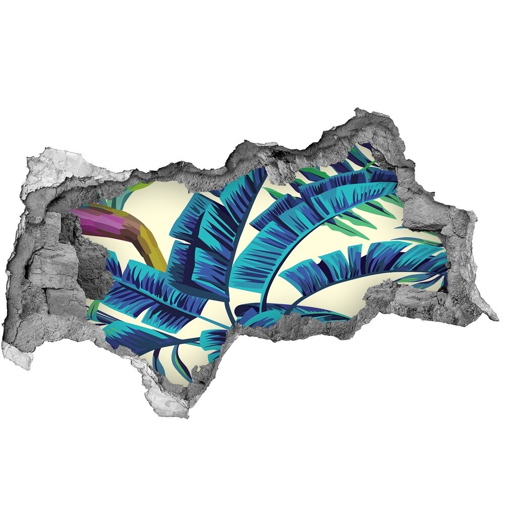 Nálepka 3D diera na stenu samolepiaca Tropické listy