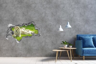 Samolepiaca diera nálepka Biely lev v jeho prirodzenom prostredí