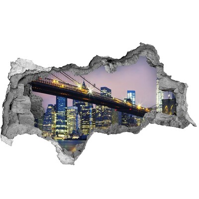 Nálepka 3D diera na stenu Brooklynský most v noci