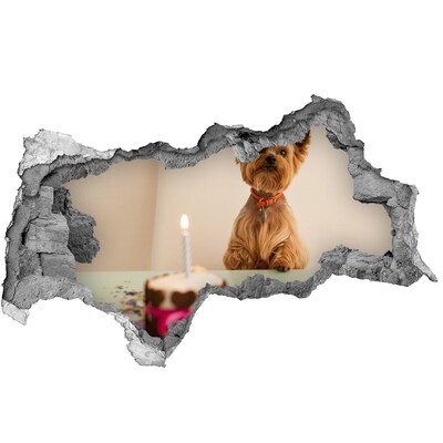 Nálepka fototapeta 3D Narodeninový pes s tortou