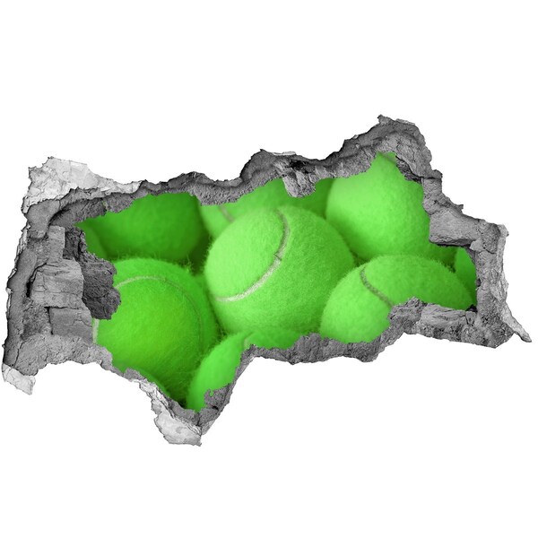 Nálepka 3D diera na stenu Zelené tenisové loptičky za múrom