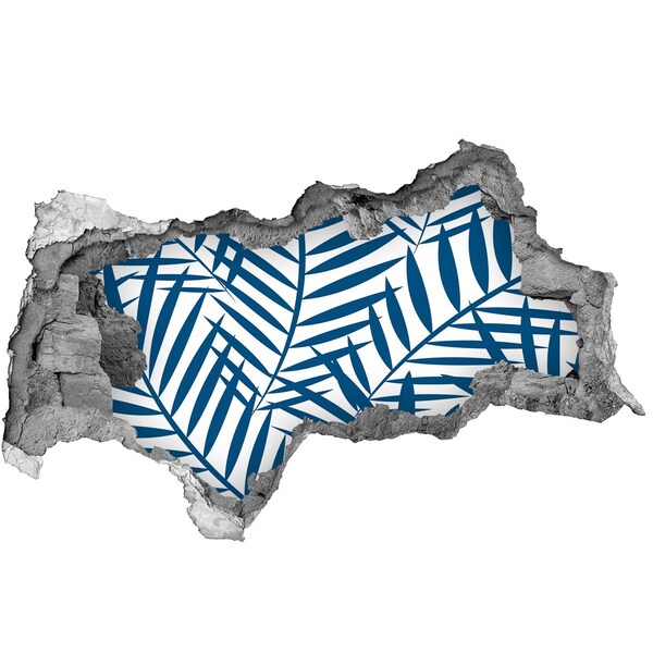 Fototapeta diera na stenu 3D Tropické listy v diere v stene