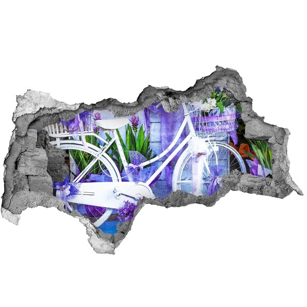 Nálepka diera na stenu Bicykel v záhrade plnej kvetov