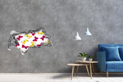 Fototapeta diera na stenu 3D Motýle a kvety
