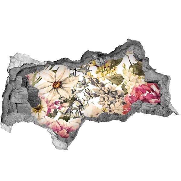 Nálepka 3D diera samolepiaca Kvetinová záhrada za múrom