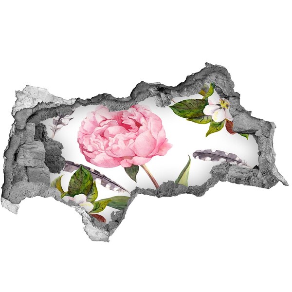 Samolepiaca nálepka na stenu Kvetinová nástenná maľba cez dieru v stene