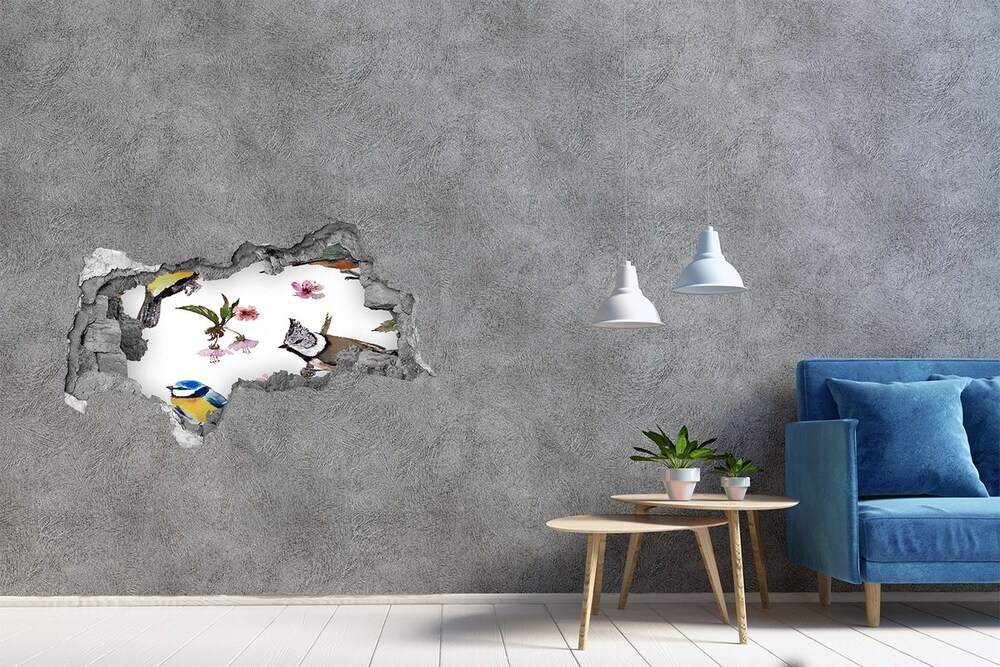 Samolepiaca diera na stenu Bird čerešňové kvety