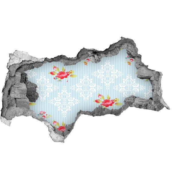 Samolepiaca diera na stenu Kvetinový vzor na modrom pozadí