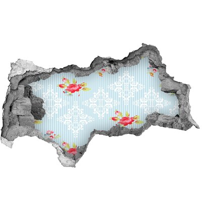 Samolepiaca diera na stenu Kvetinový vzor na modrom pozadí