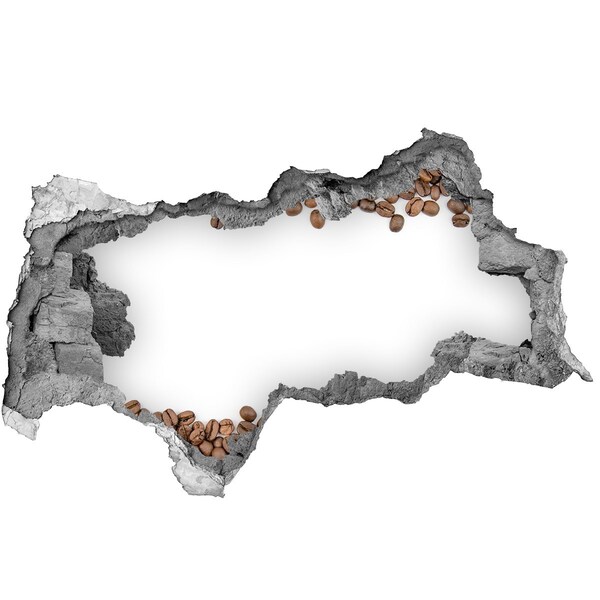 Nálepka 3D diera na stenu Rozbitá stena z kávových zŕn