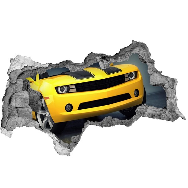 Diera 3D fototapeta nálepka Zničený múr so žltým autom